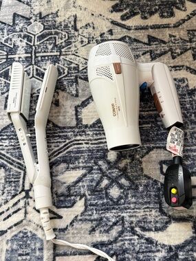 Conair White Travel Hair Dryer and Mini Flat Iron Set - White